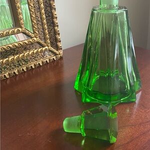 Vintage Green Glass Perfume Bottle